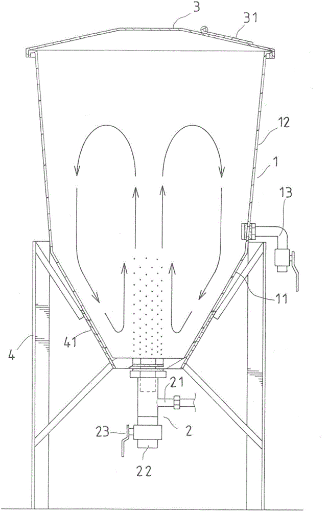 Pneumatic liquid fertilizer fermentation tank device