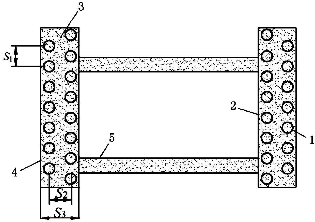 Double-row micro steel pipe pile grouting-into-wall partition structure and method