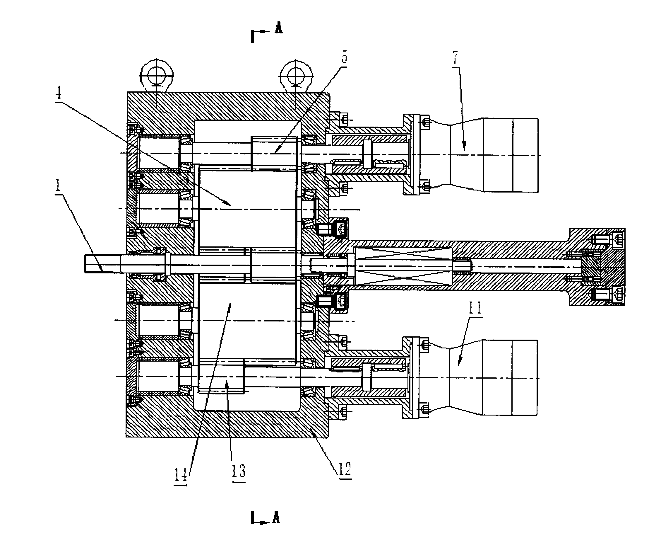 Same-direction double-screw transmission with oil motors