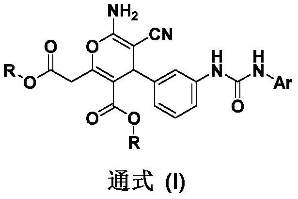 Novel arylurea-containing 4-arylpyran derivative and application thereof