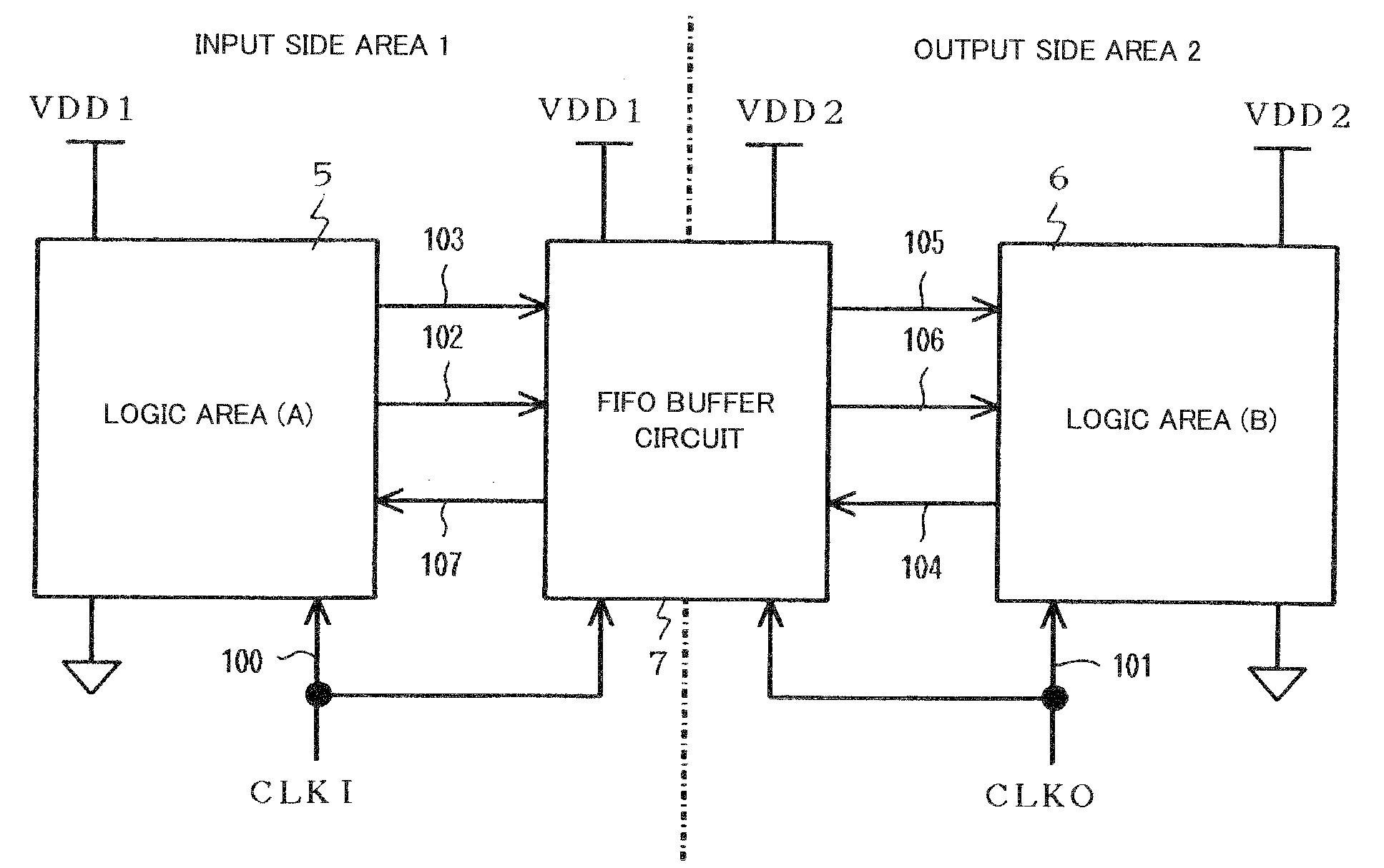 Semiconductor digital circuit, FIFO buffer circuit, and data transferring method