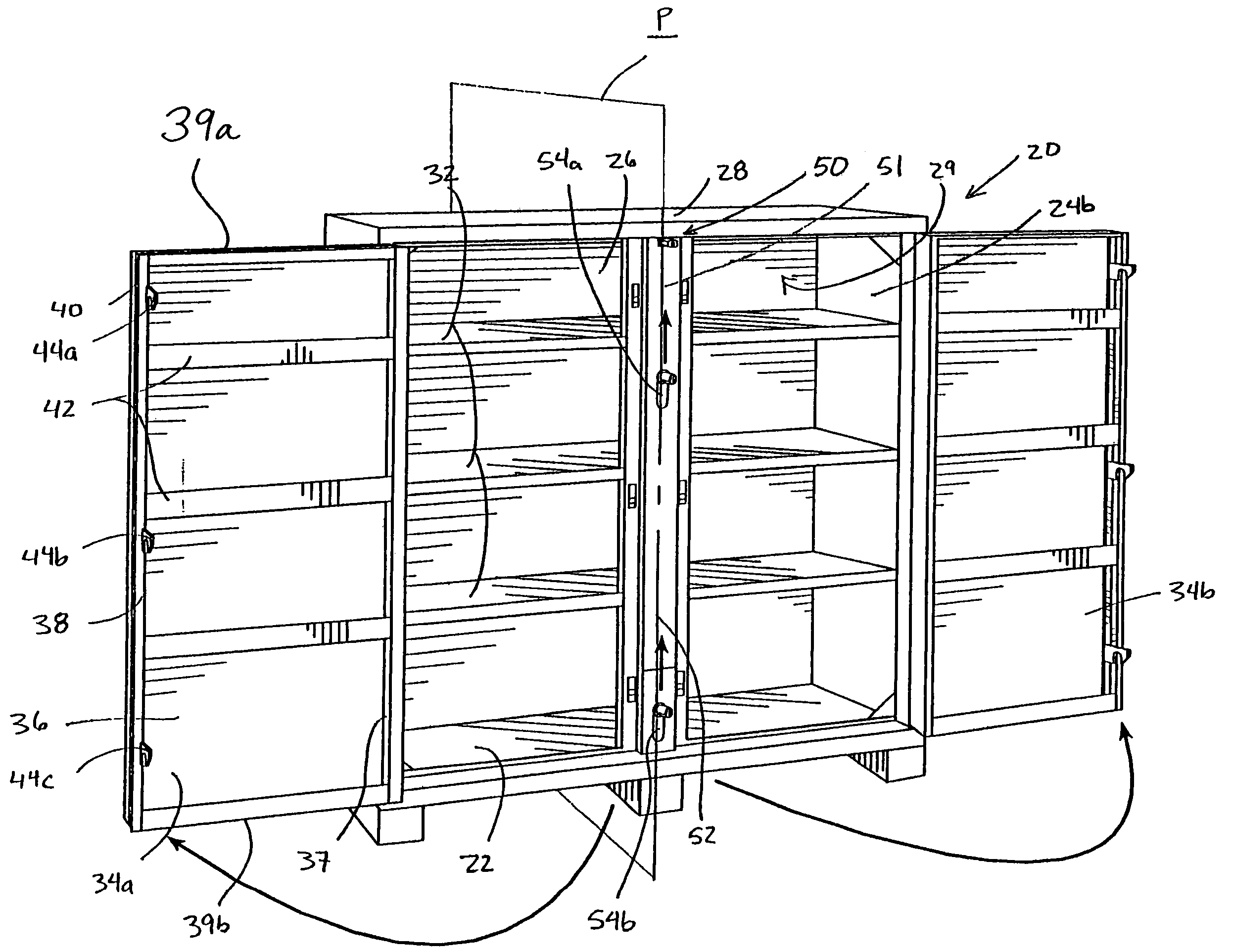 Storage cabinet with locking system having dual release members