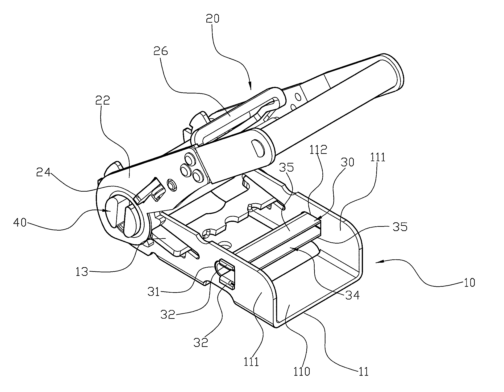 Cable tightening device with a base having a lower cost of fabrication