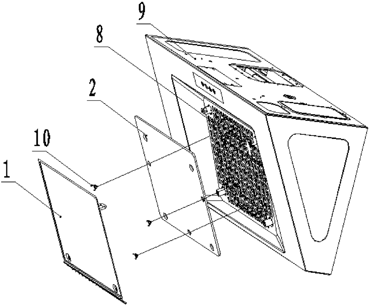 Efficient-filtering exhaust hood with no need for dismounting and washing