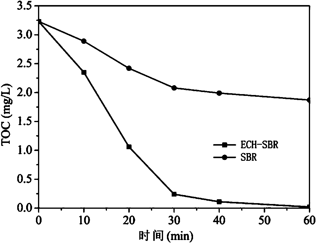 Method for harmless degradation of PCP (pentachlorophenol) by using ECH (epoxy chloropropane)-SBR (styrene-butadiene rubber) combined process