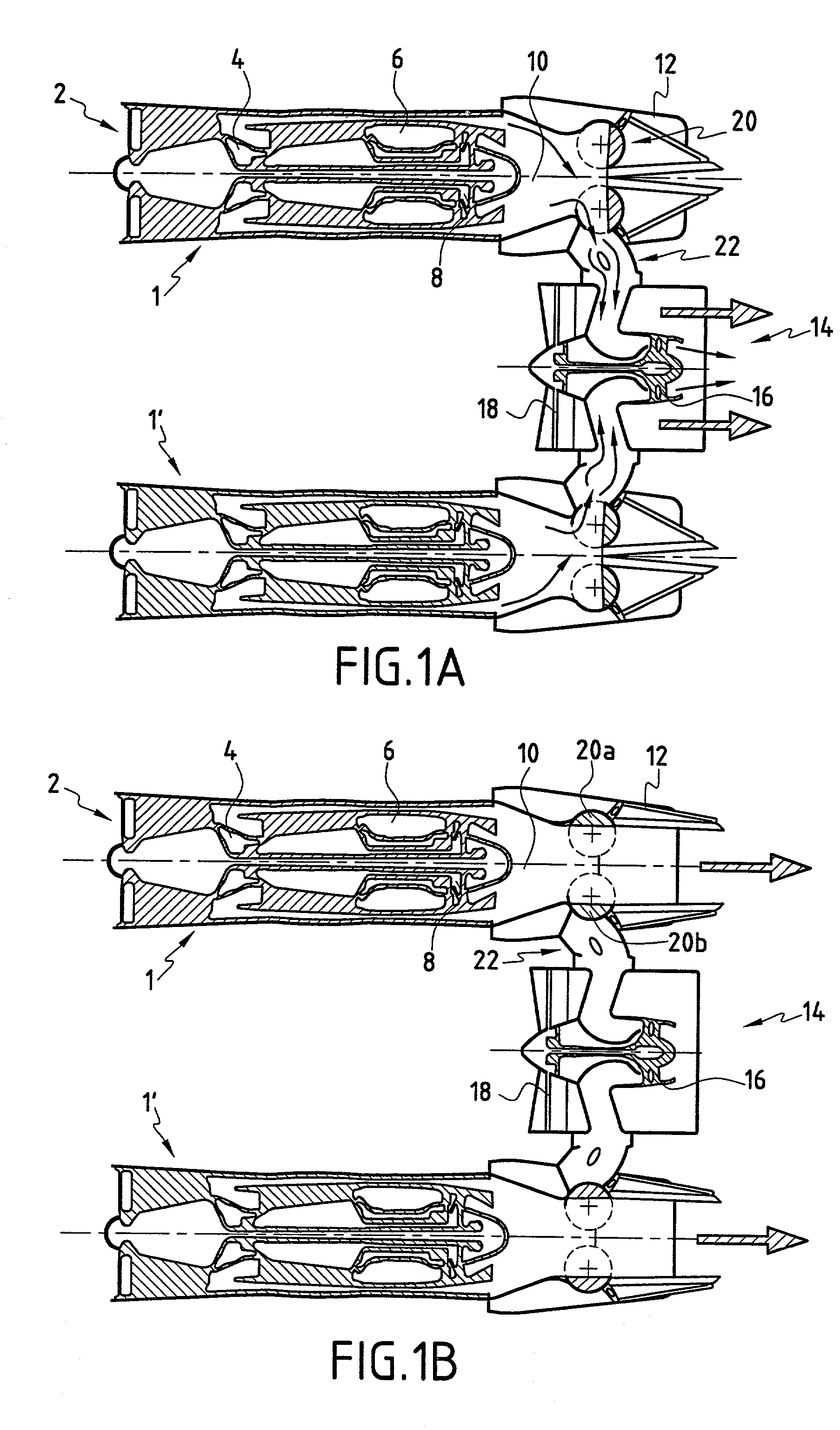 Variable cycle propulsion system with gas tapping for a supersonic airplane, and a method of operation