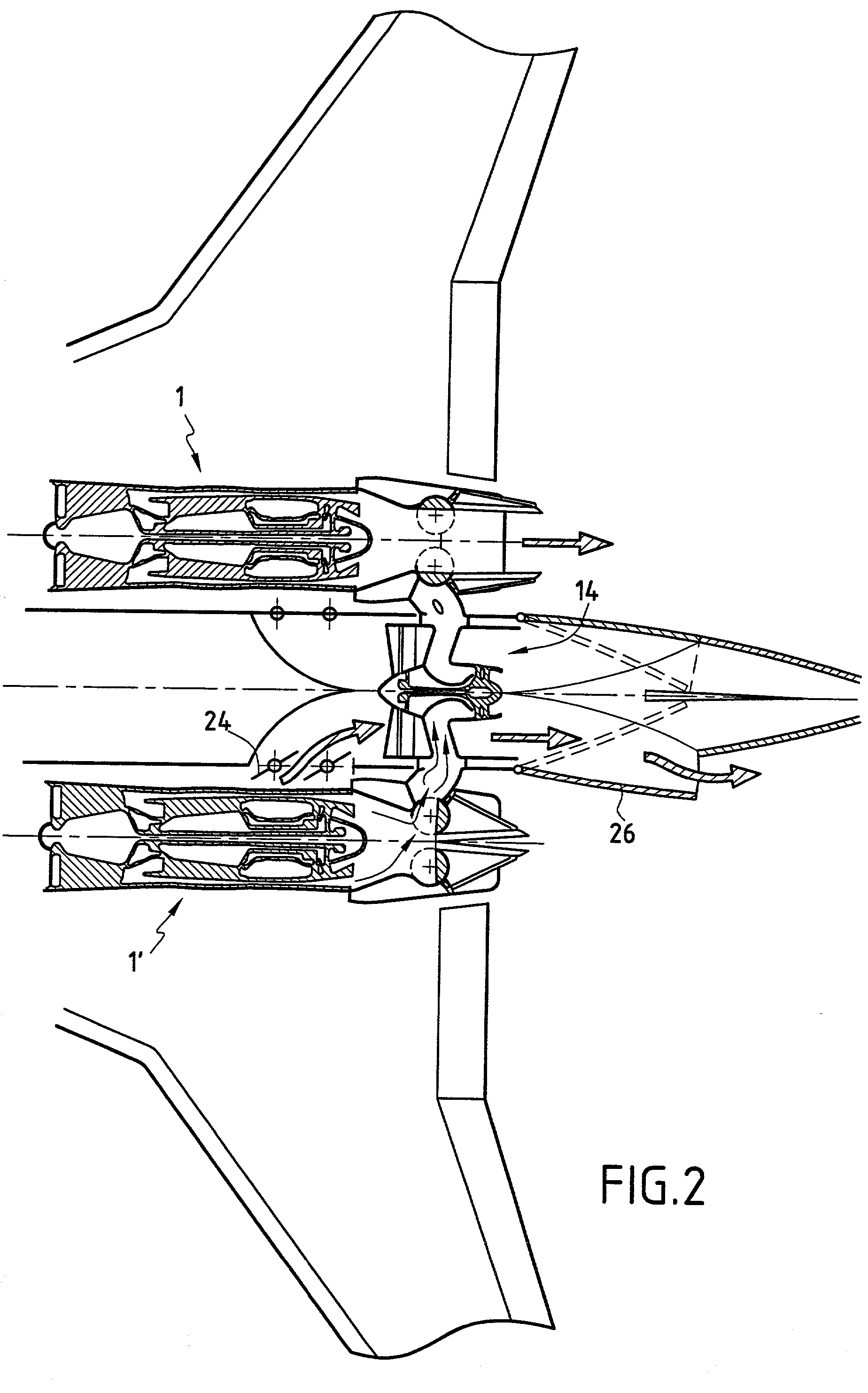 Variable cycle propulsion system with gas tapping for a supersonic airplane, and a method of operation