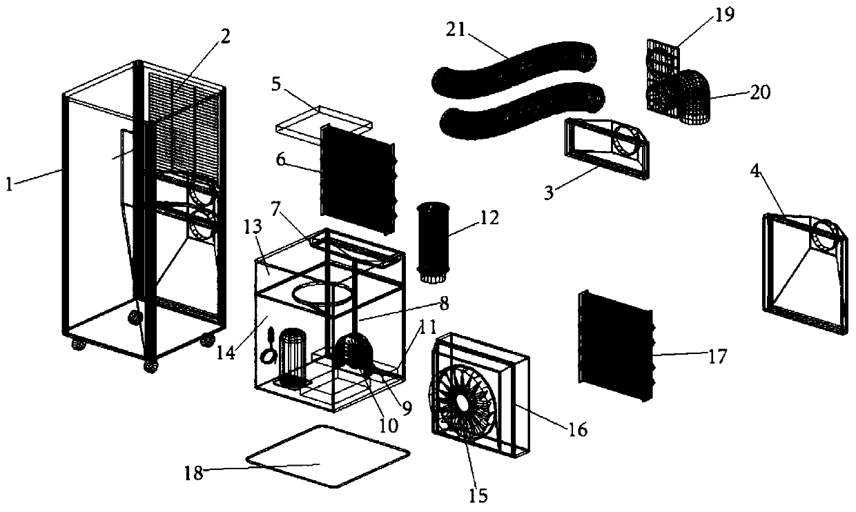 Dual-pipe breathing type mobile air conditioner