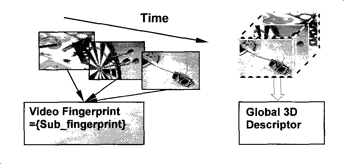 Method and system for extracting, seeking and comparing visual patterns based on frame-to-frame variation characteristics