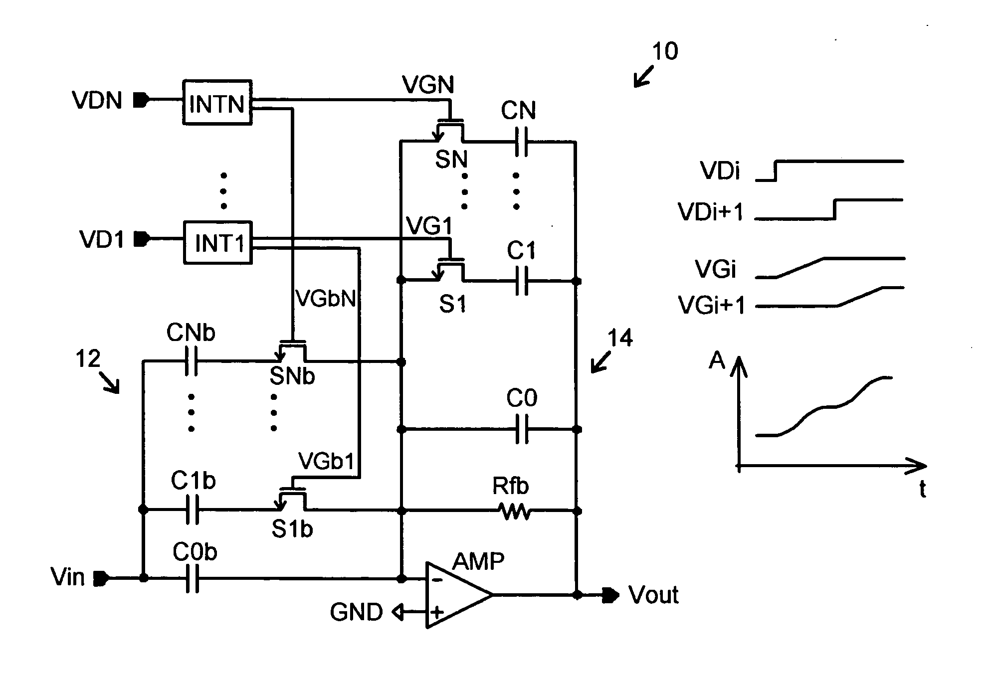 Circuit configuration having a feedback operational amplifier