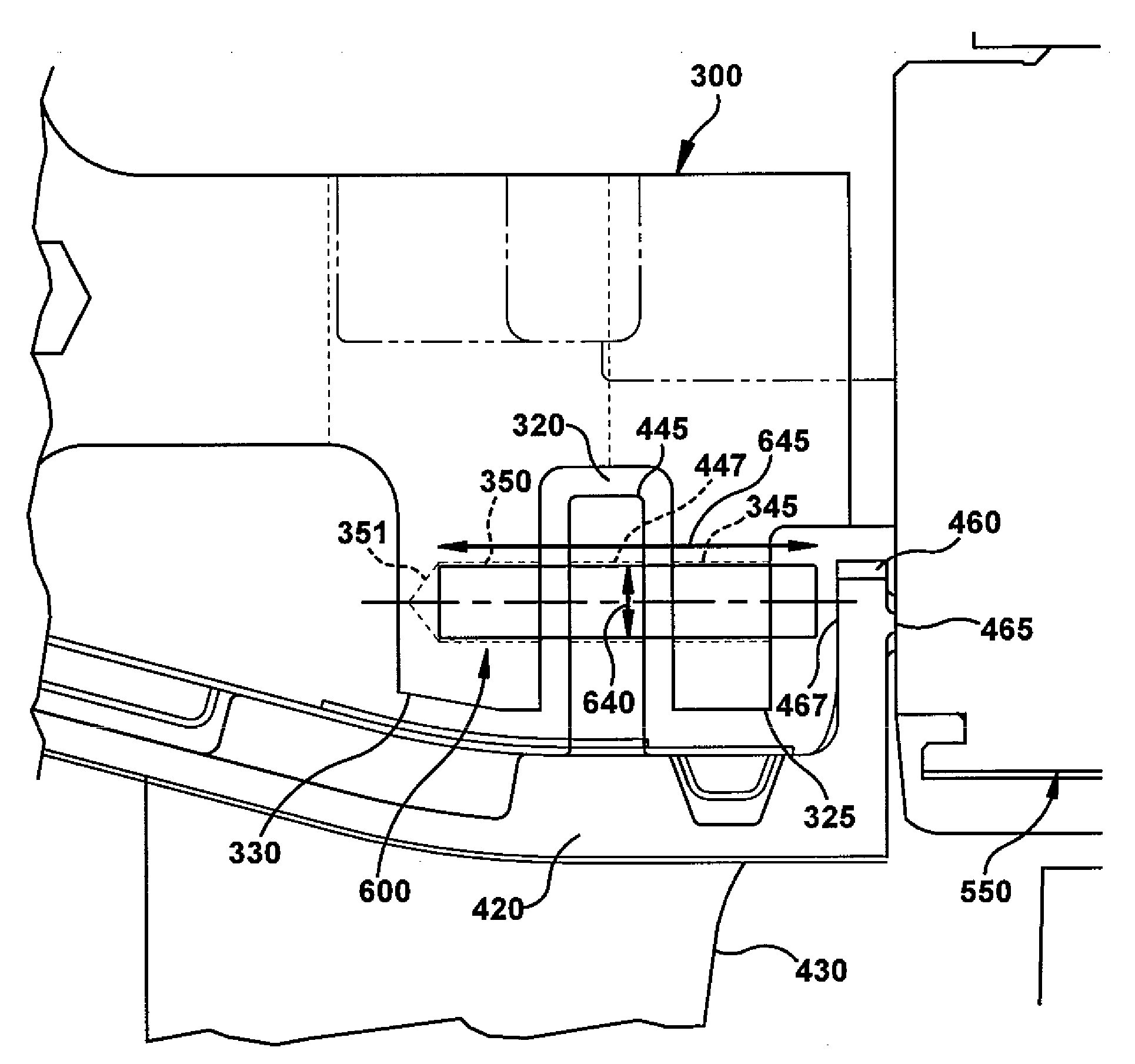 Fully contained retention pin for a turbine nozzle