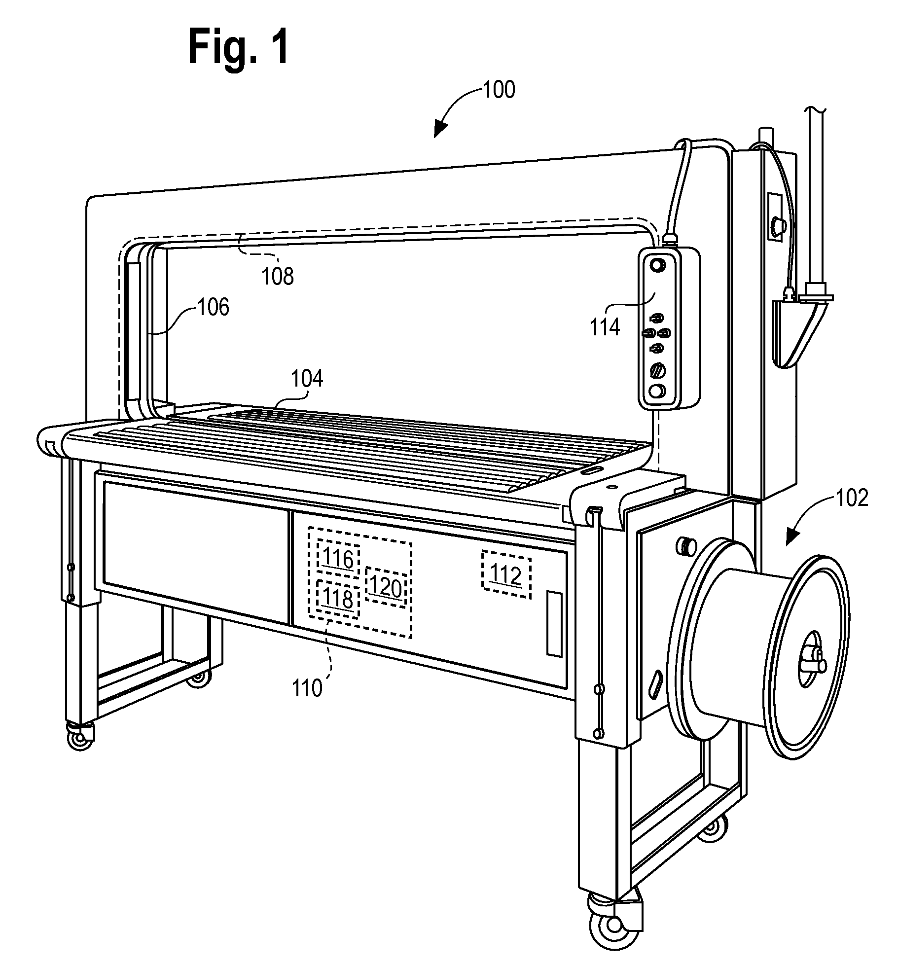 Tension control system and method for tensioning a strapping material around a load in a strapping machine