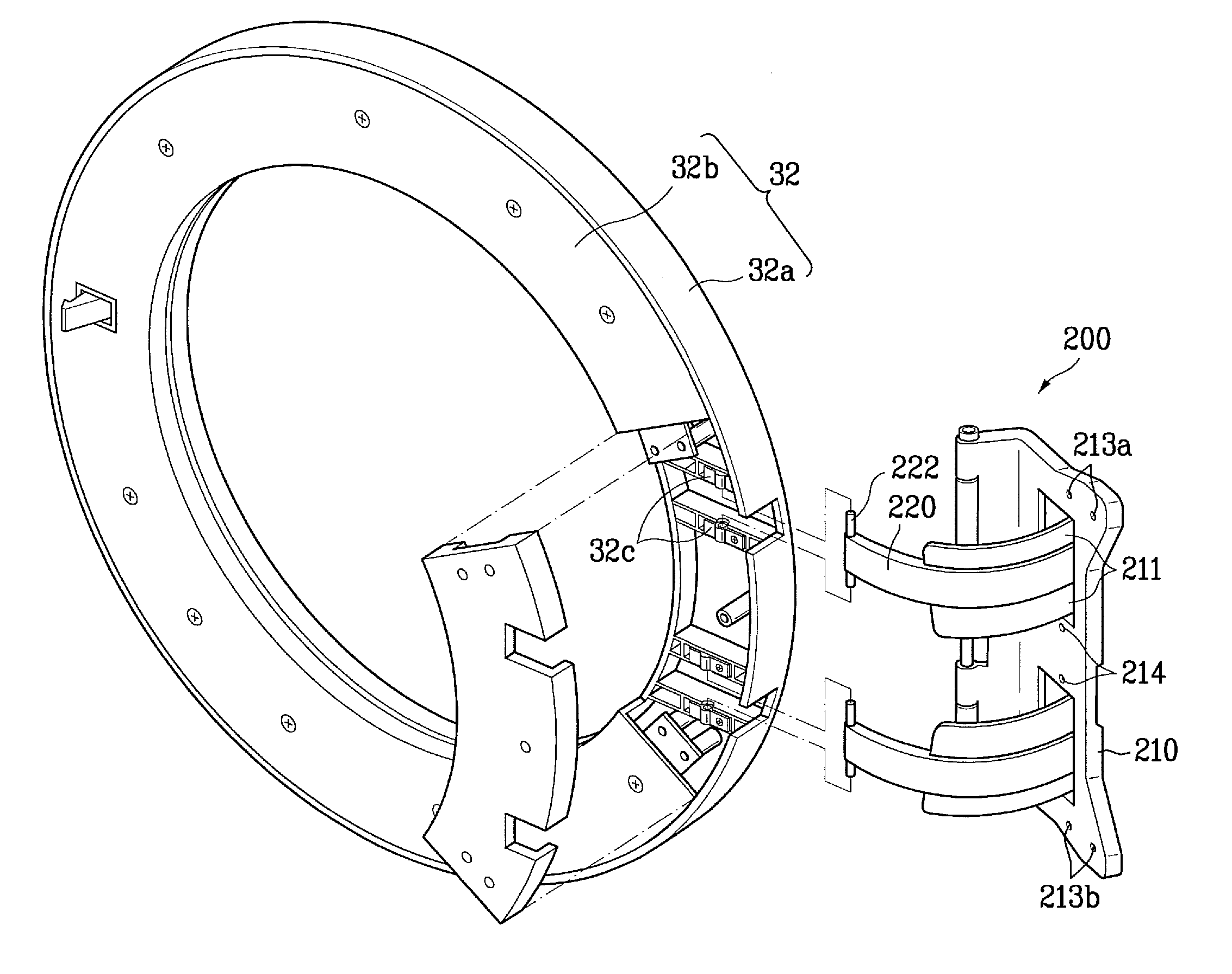 Hinge assembly for door of laundry device