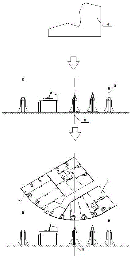 Building method and device for ship block bilge keel embedding