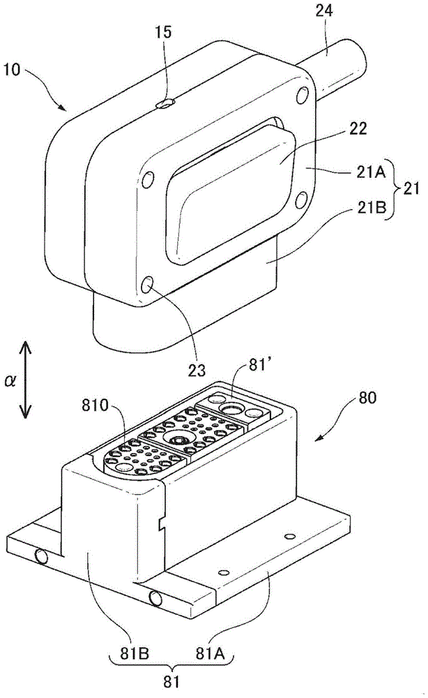 Connector device and connector used therein