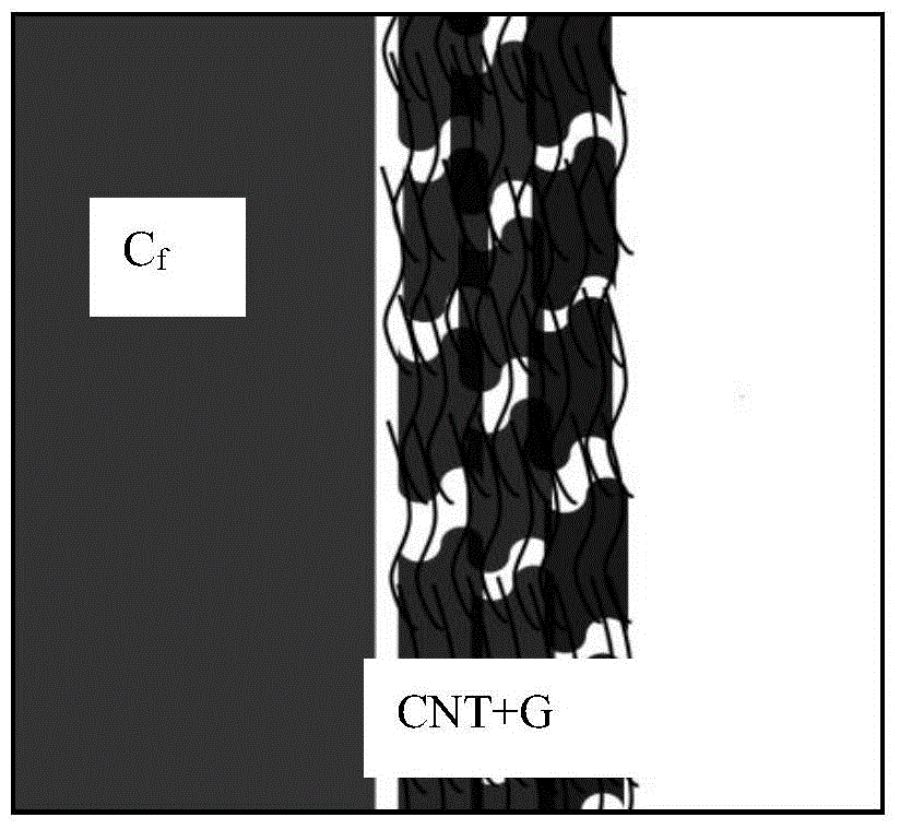Fiber-reinforced ceramic matrix composite and preparation method for graphene/carbon nano-tube interface