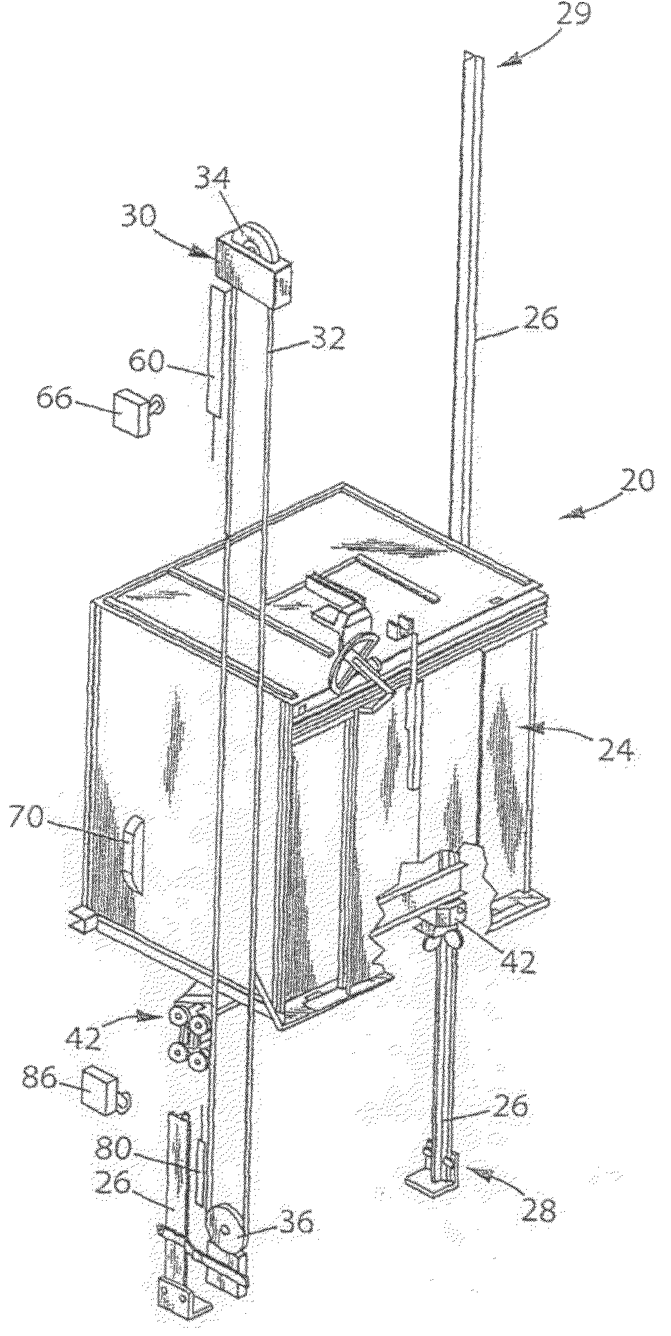 Safety device for securing minimum spaces at the top or bottom of an elevator shaft being inspected, and elevator having such safety devices