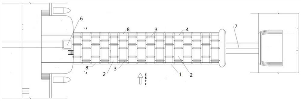 Nuclear power station water intake open channel trash holding construction method