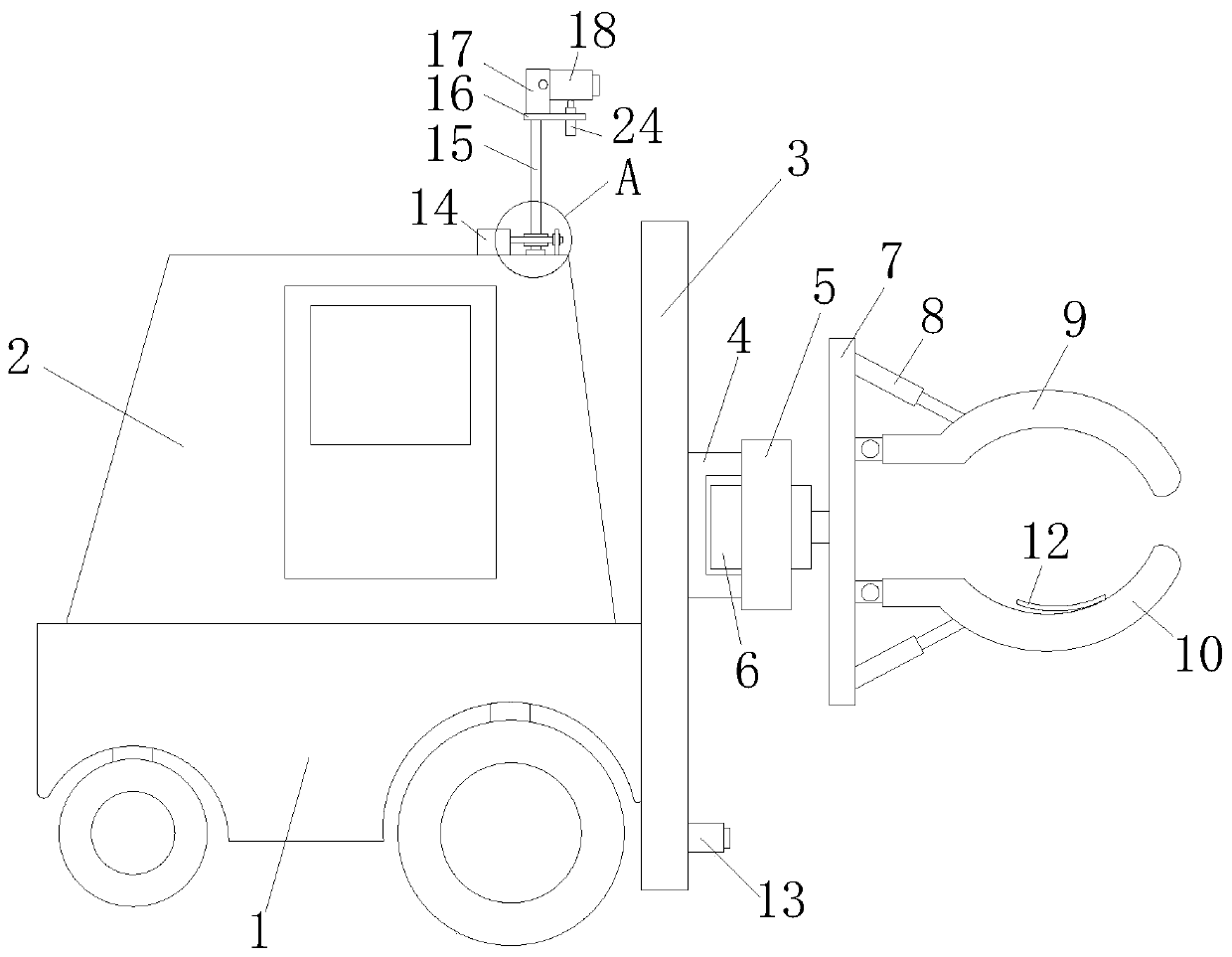 Clamping, holding and carrying forklift