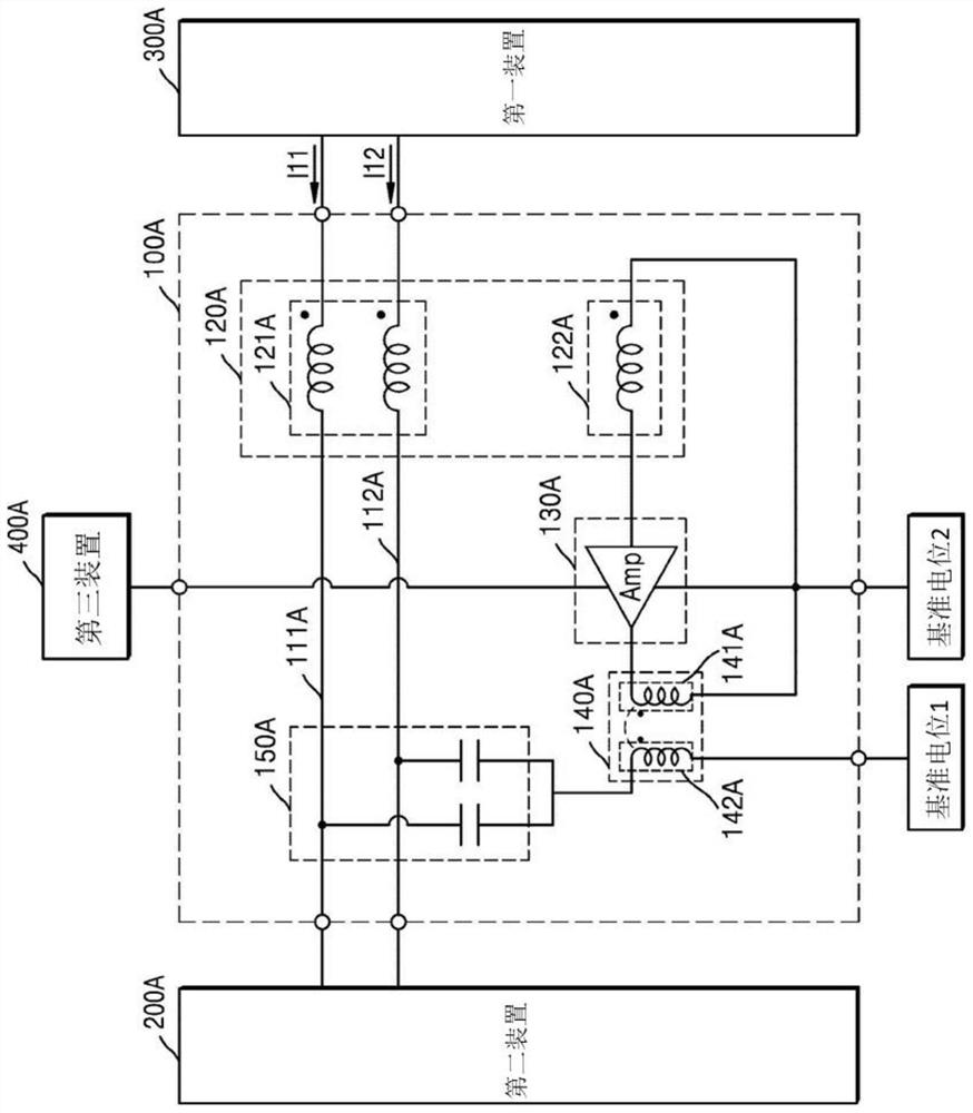 Device for compensating for voltage or current