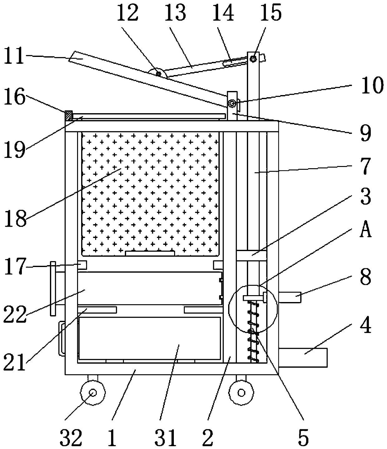 Garbage collecting and putting device for municipal construction