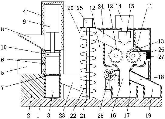 Municipal domestic waste squeezing, crushing and winnowing device and working method thereof
