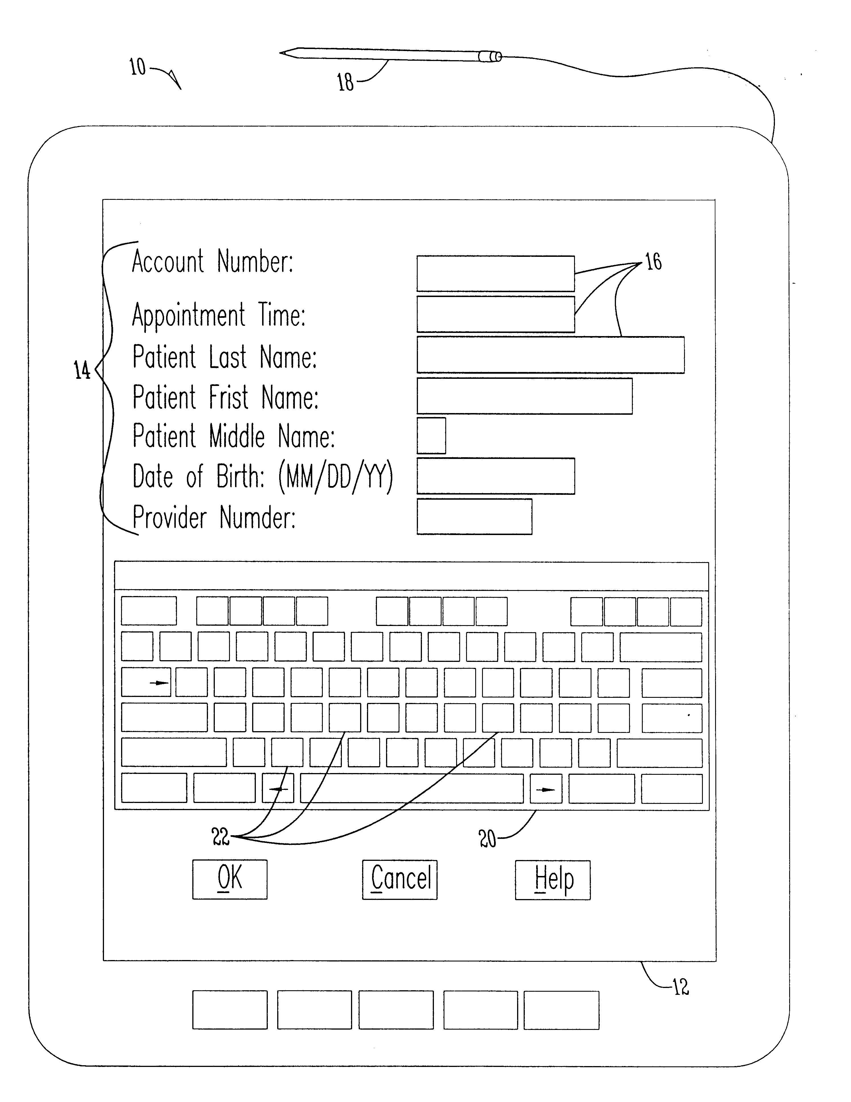Method and medium for computer readable keyboard display incapable of user termination