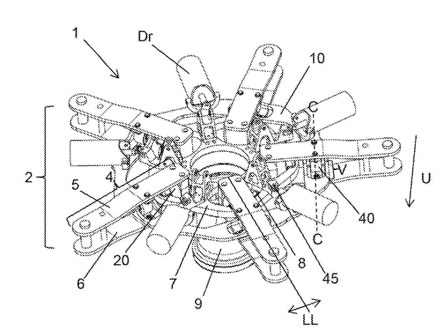 Rotor blade coupling device of a rotor head for a rotary-wing aircraft