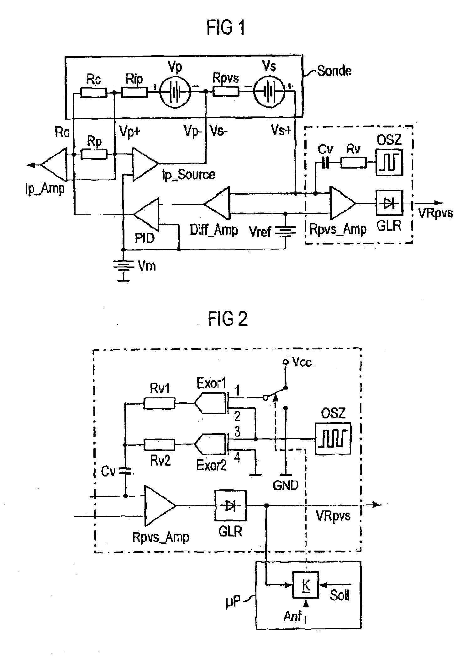 Device for determining the internal resistance of a linear oxygen probe