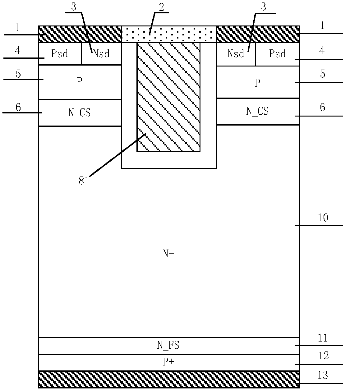 Trench gate charge storage-type IGBT and manufacturing method thereof
