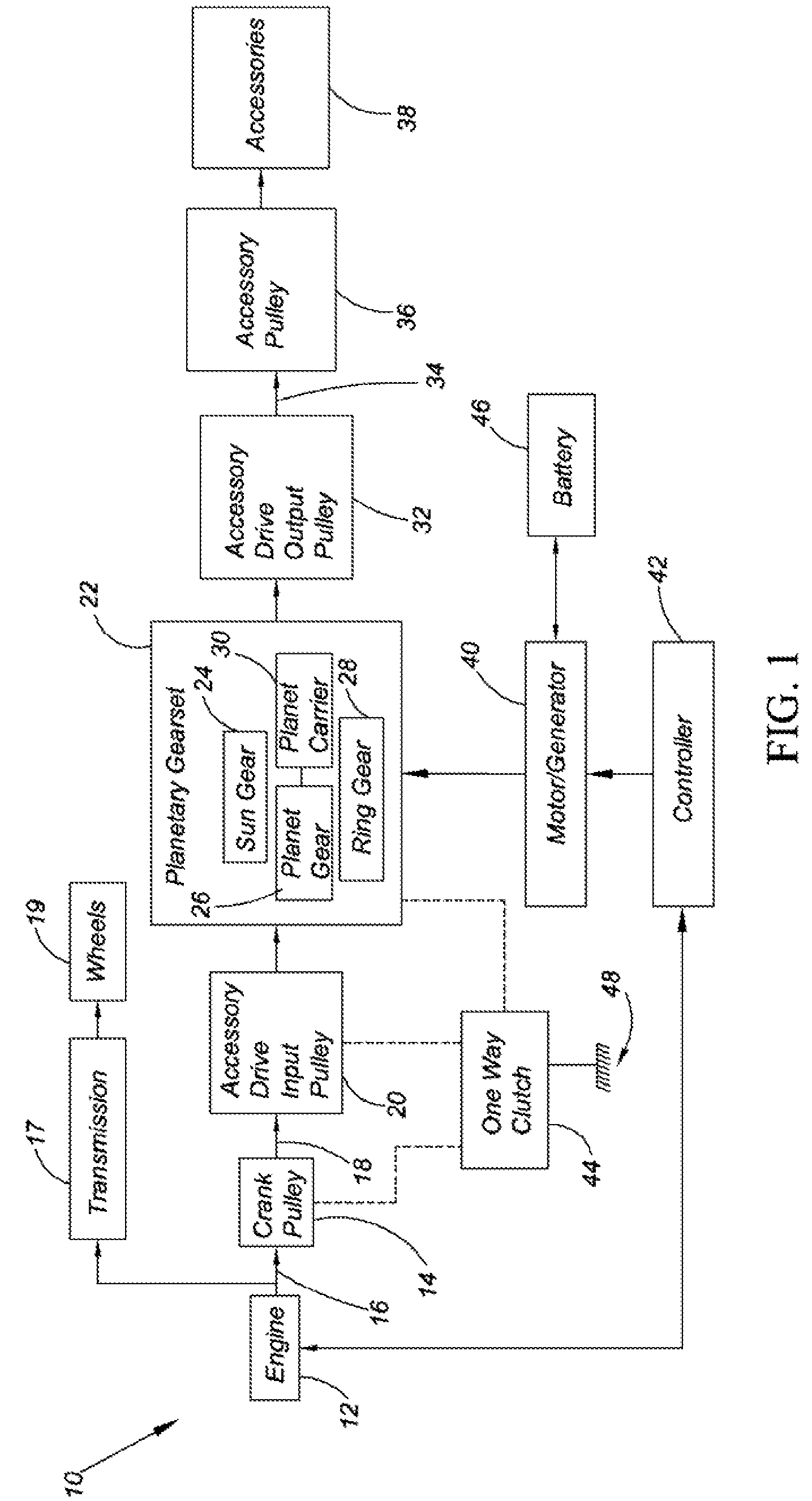 Variable speed accessory drive system for a hybrid vehicle