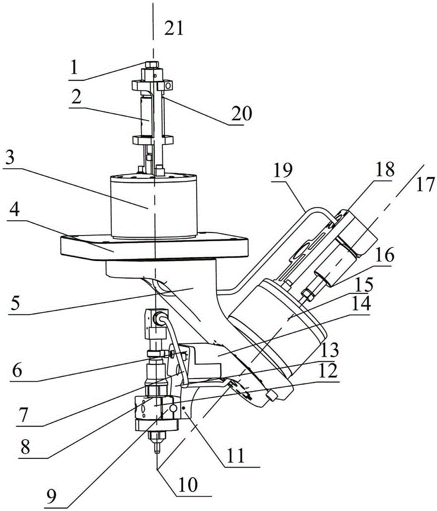 Five-axis-head water cutting machining device with accuracy adjusting device