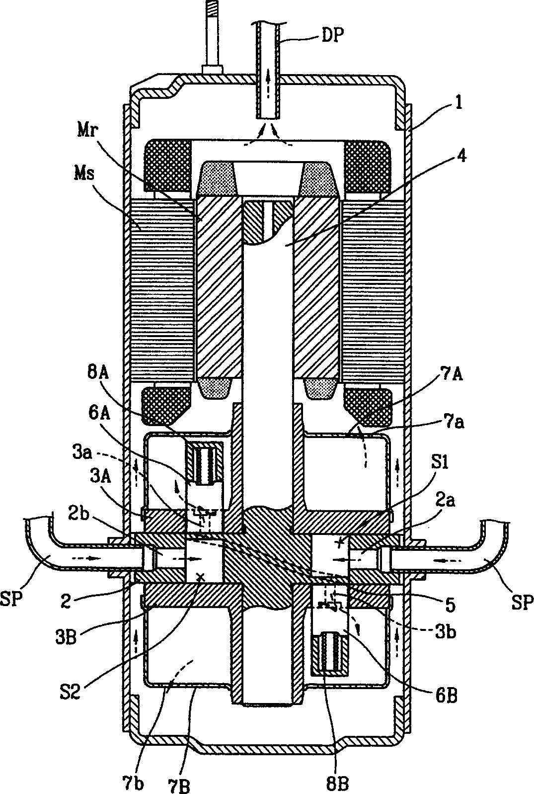 Sealed compressor partition plate structure