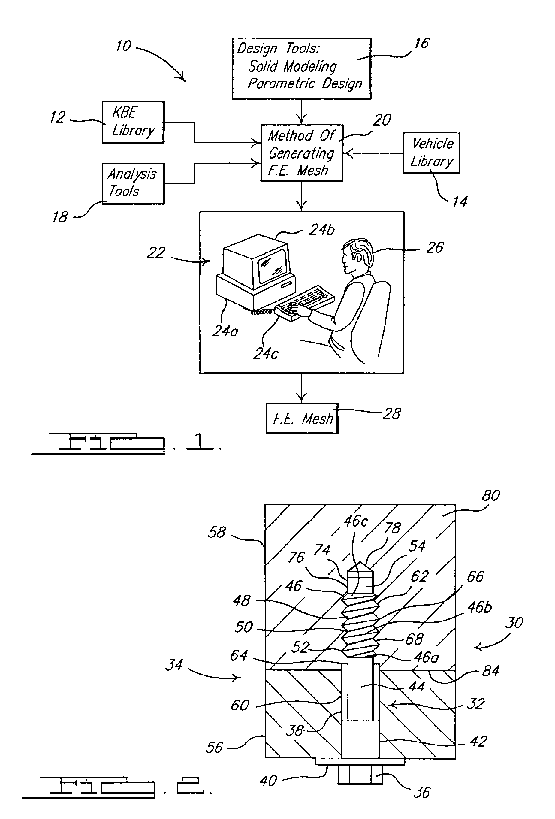 System and method of generating a finite element mesh for a threaded fastener and joining structure assembly
