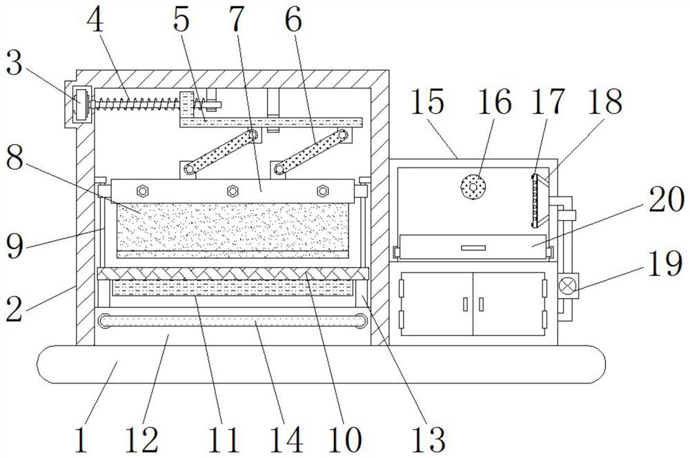 A shearing device for hat front brim making which is convenient for grinding