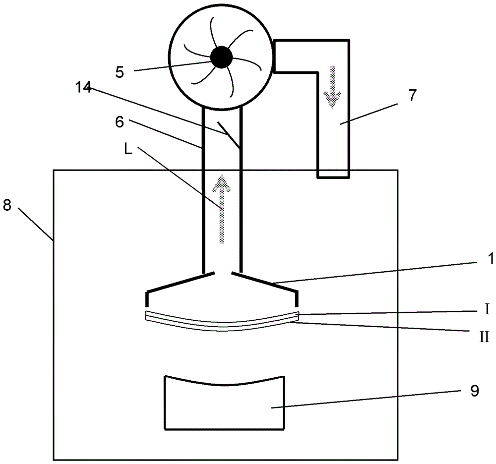 Glass-bending device and glass-bending method using a fan