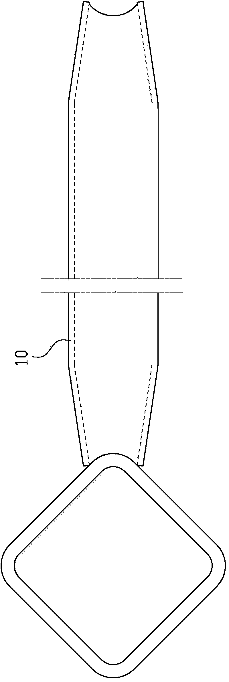 Forming die and forming method for square pipe end part closing-in of diagonal bar