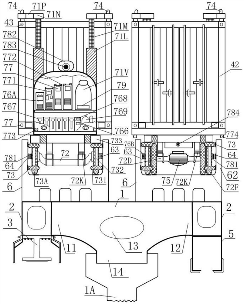 Multi-mode combined transportation vehicle and multi-mode combined transportation composite rail transport system