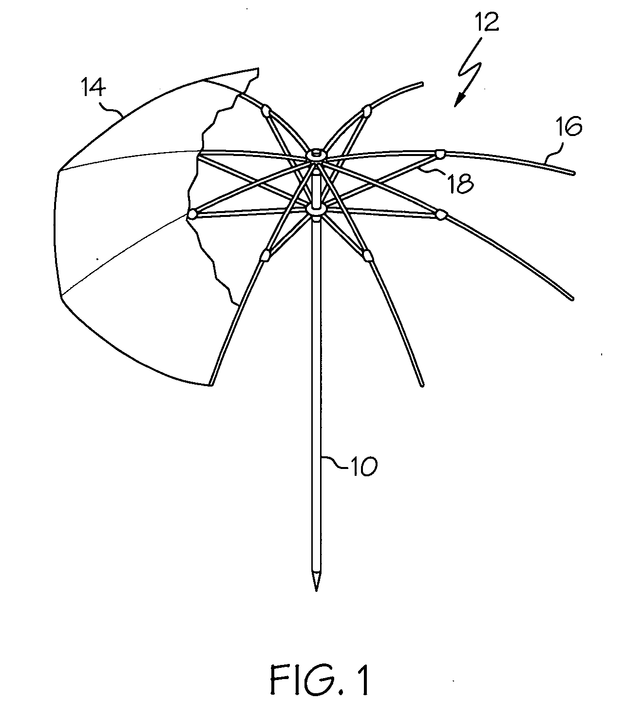 Umbrella with improved hub