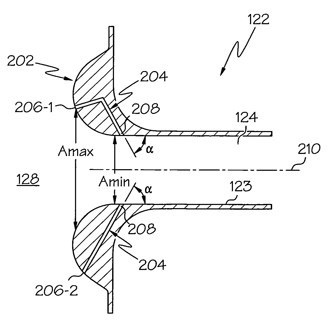 Low loss flow limited feed duct