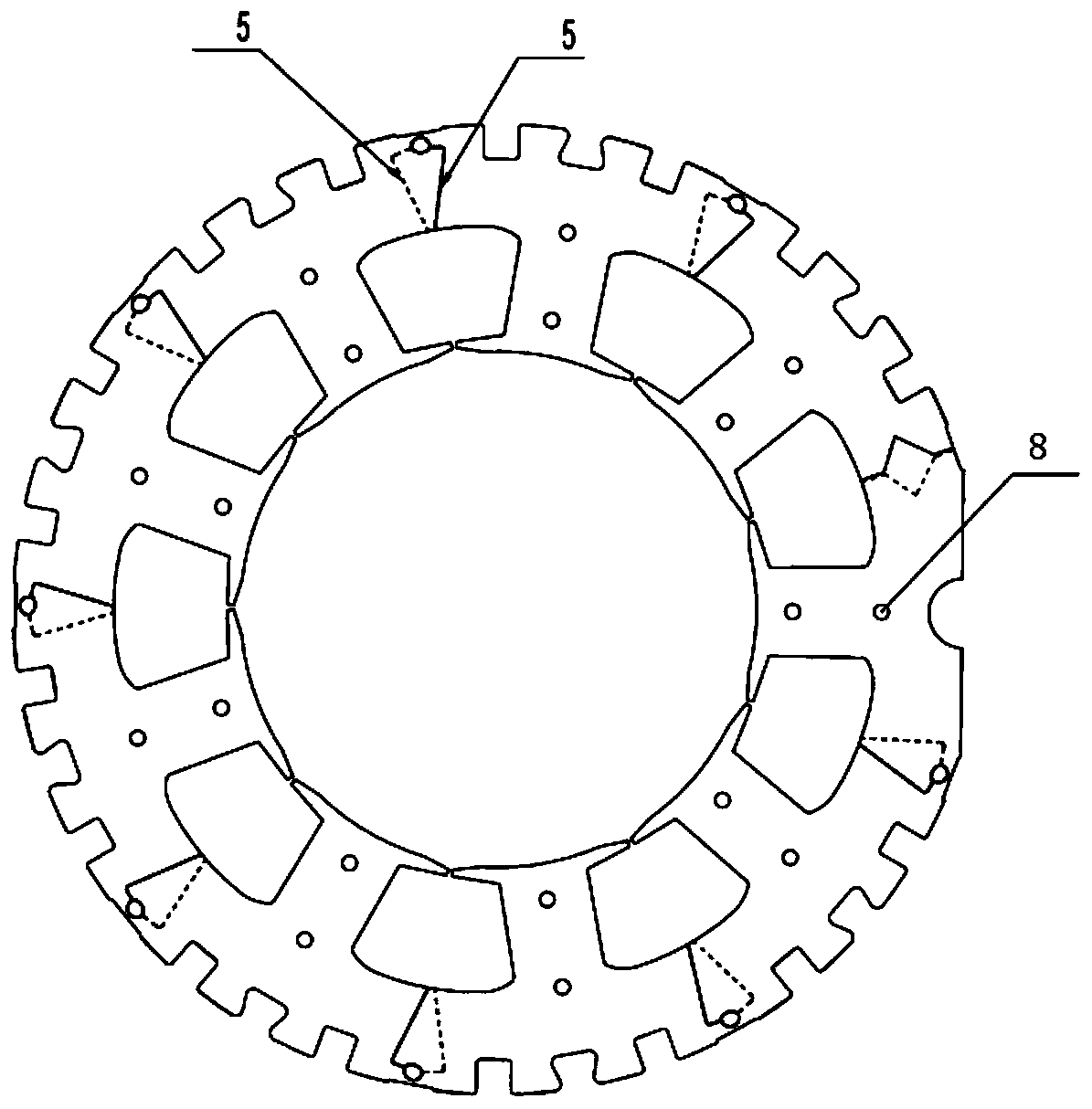 A kind of overlapping connection type stator core and preparation method thereof