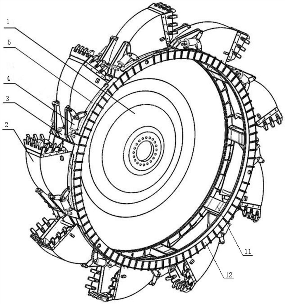 Rigid-flexible coupling adaptive bucket wheel device