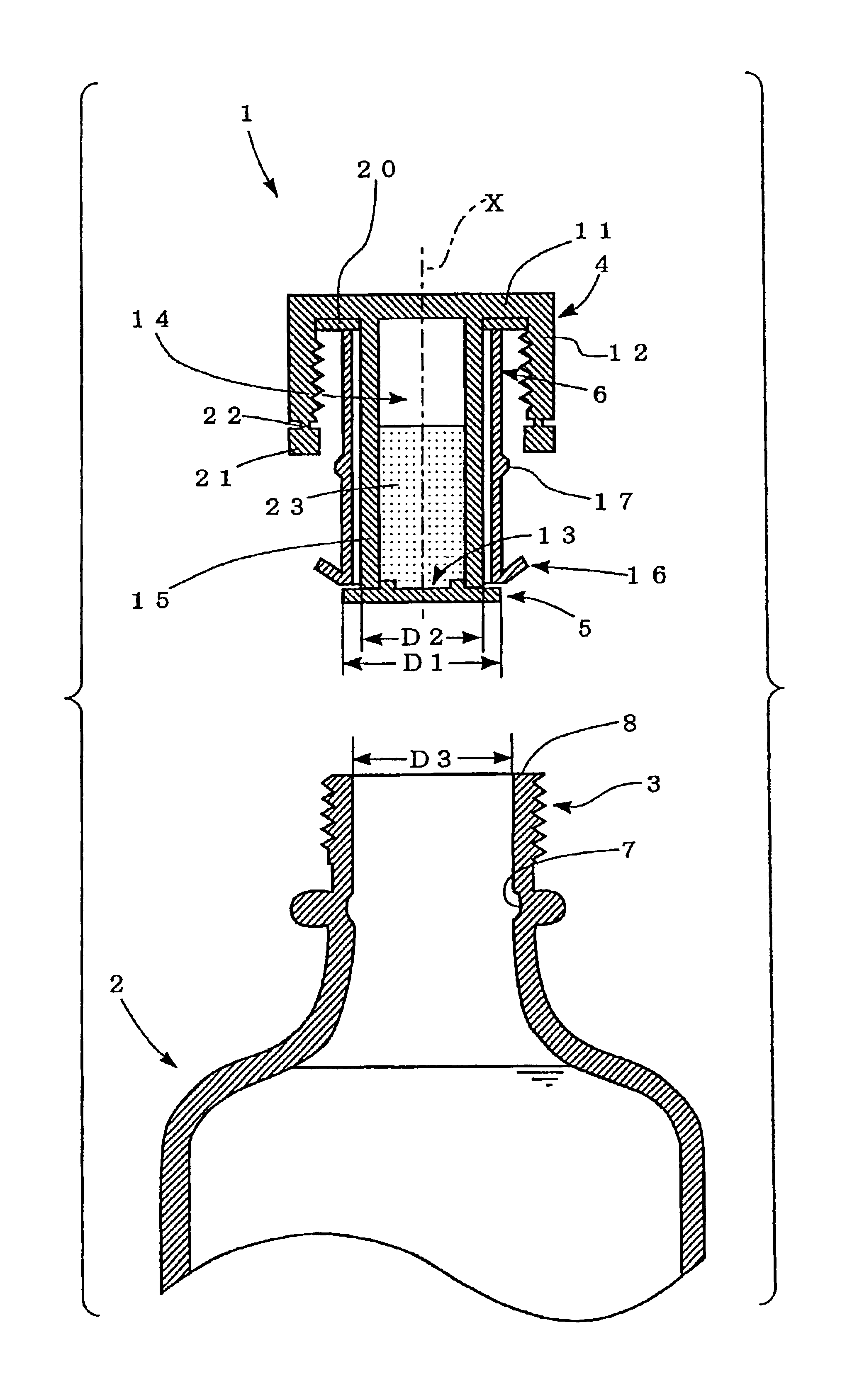 Sealing mechanism for vessel and cap to be used in the mechanism