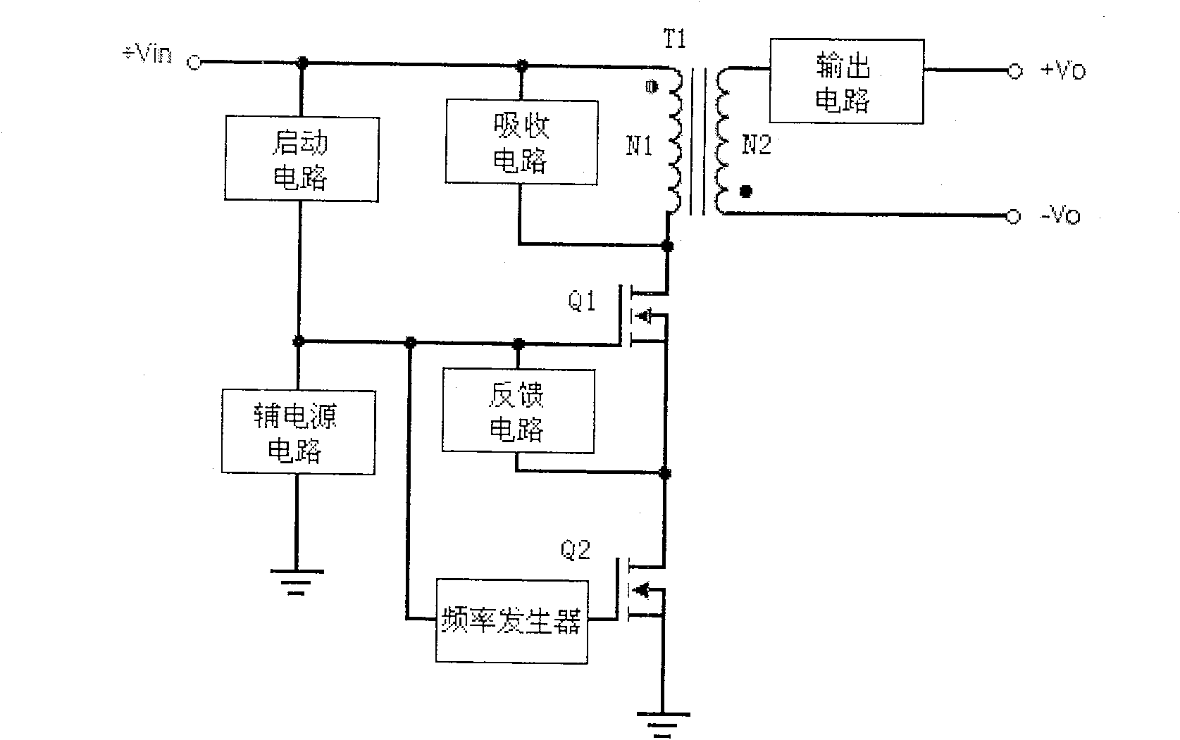 Source electrode driven inverse-excitation converting circuit