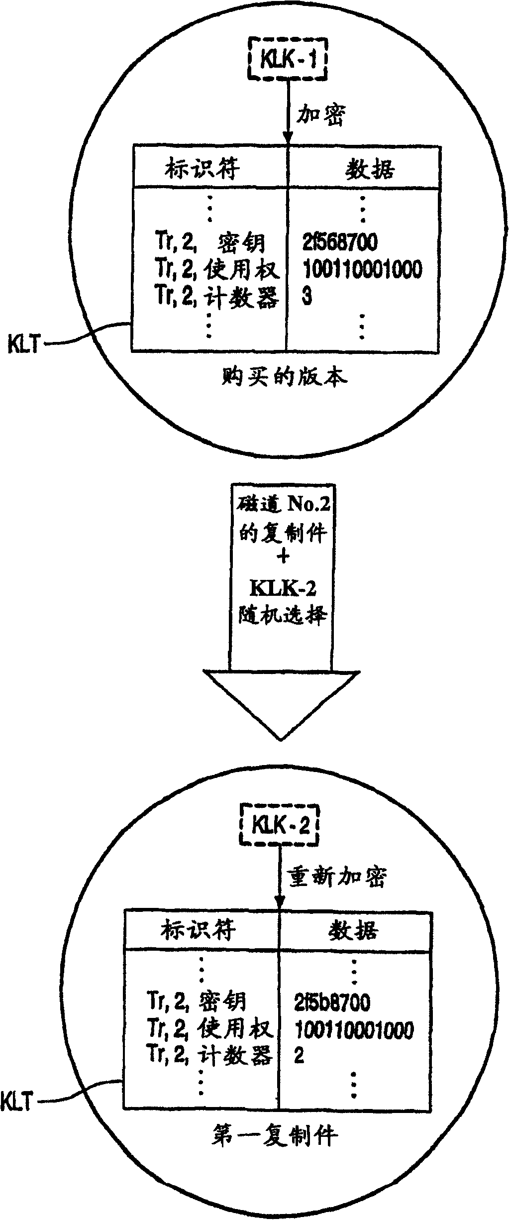 Record carrier for storing a digital work, method and device for recording digital works