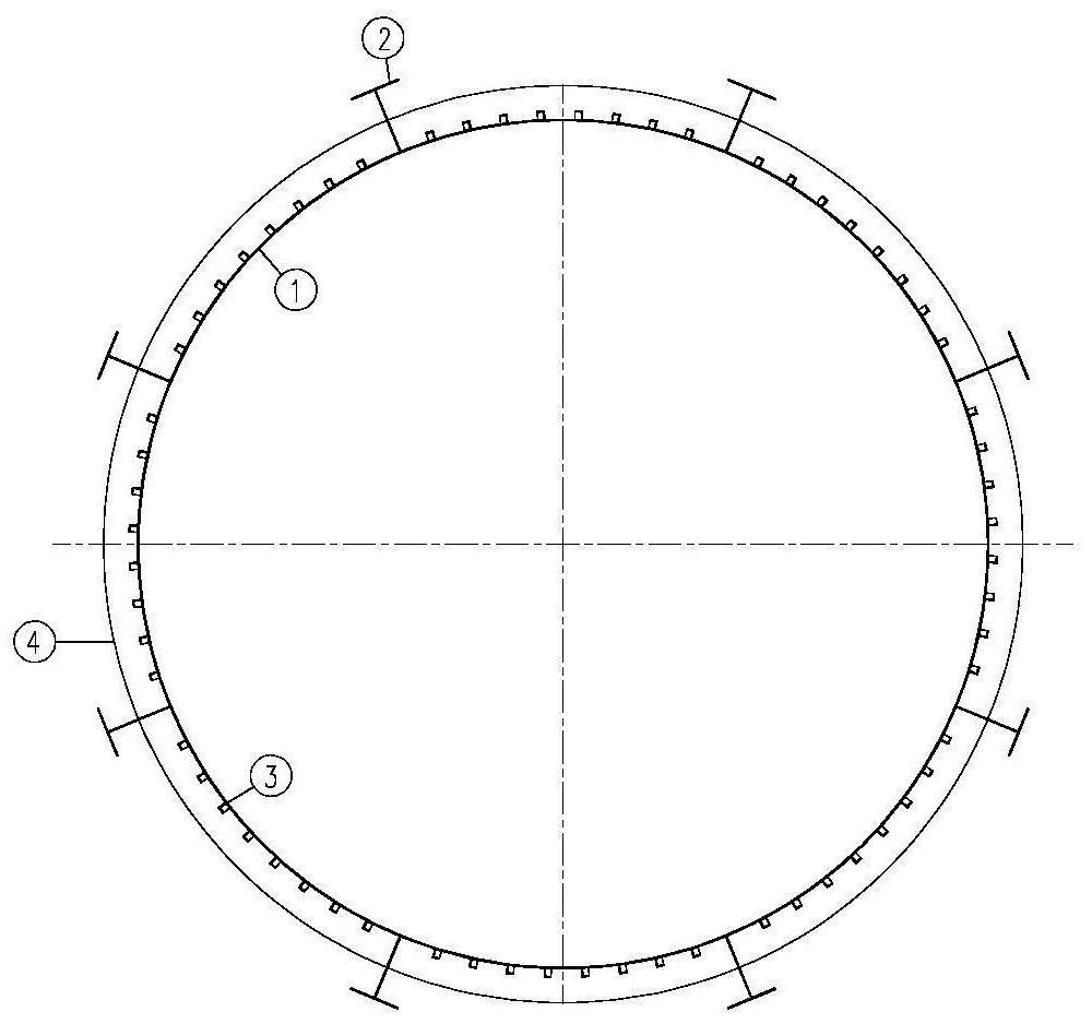 Underground cylinder reinforced concrete combined outer wall structure and construction method