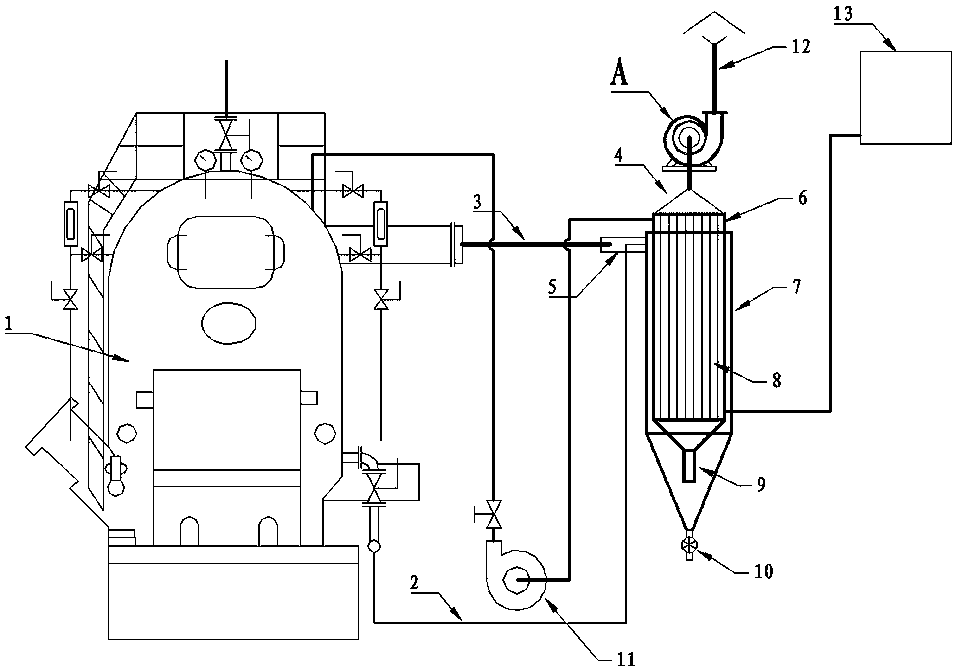 Tail heat recovery and dust removal integrated coal-fired boiler with induced draft fan for easy disassembly