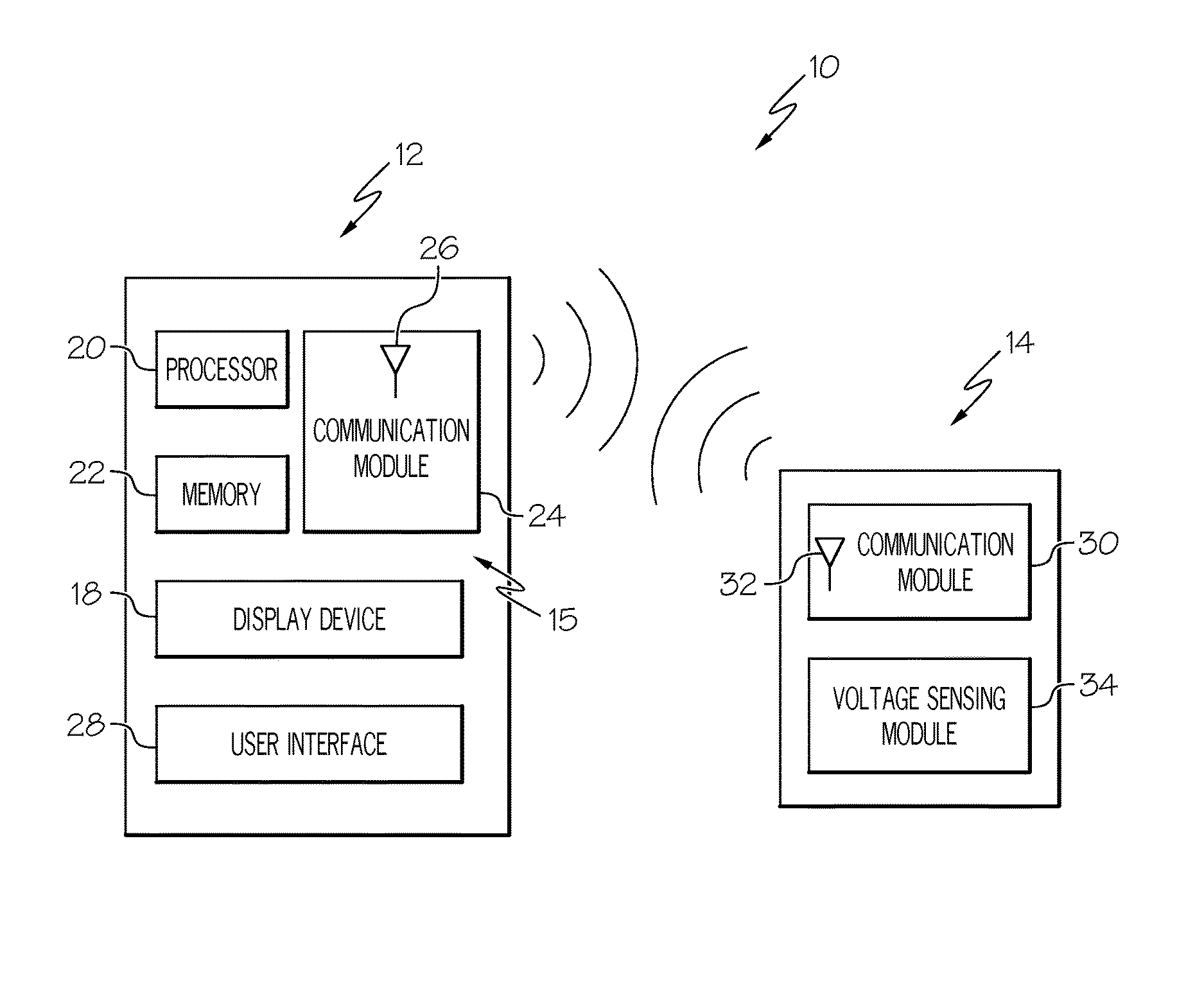 Remote sensing of remaining battery capacity using on-battery circuitry
