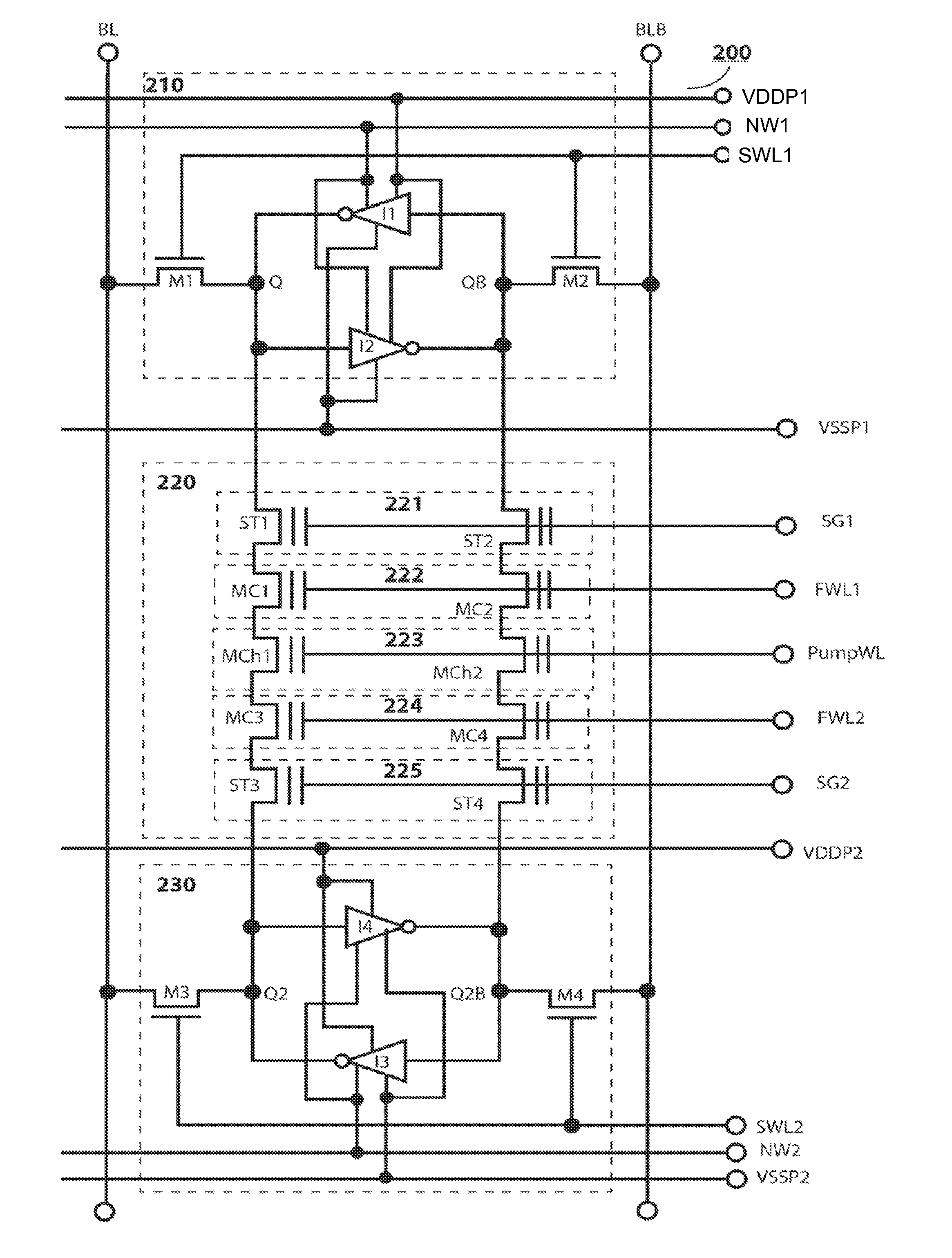 Nvsram cells with voltage flash charger