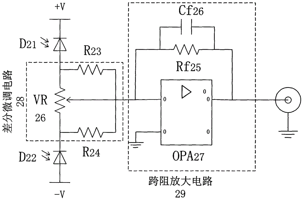 Photoelectric differential detector with high common-mode rejection ratio (CMRR)